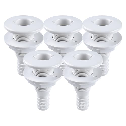 Plastic Thru Hull Fitting - Marine Drain Connector ¾” White