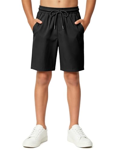 Boys Athletic Cargo Shorts - Quick Dry with Pockets, 11-12 Years Black