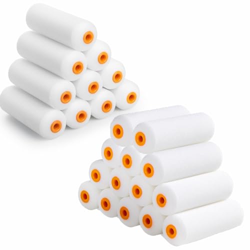 24 Pack Mini Paint Roller Covers,4 Inch Foam Paint Roller, High Density Foam Paint Roller, Small Paint Rollers for All Flat Surfaces, Suitable for Wall£¬Kitchen Cabinets, Doors, Tables, Etc