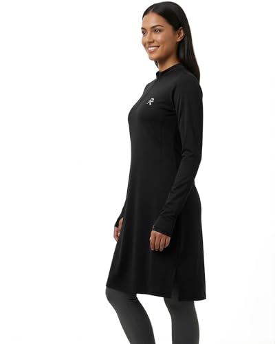 Retaj Modest Activewear Long Sleeve Workout Top - Small Black, Breathable Yoga & Gym Shirt for Women
