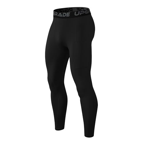 Men's Compression Workout Pants - Quick Dry Thermal Leggings - Black, XX-Large