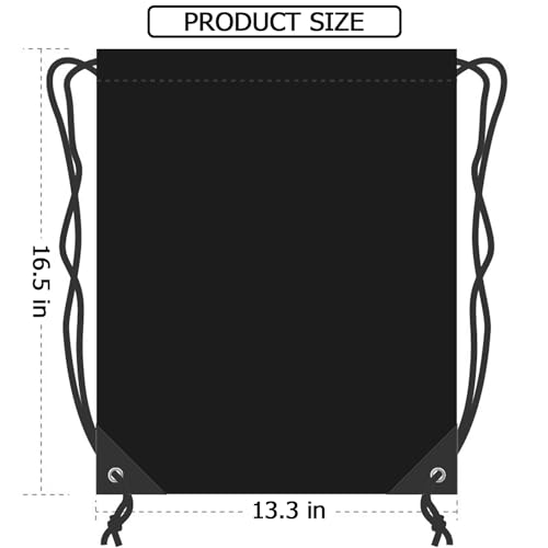 Drawstring Backpack - 4-Pack Polyester Gym Cinch Sack - Black