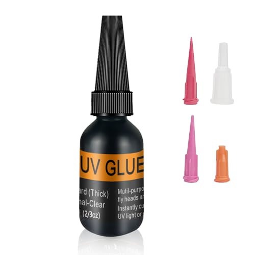 Thick UV Clear Glue for Fly Tying - Tack-Free Formula + 12 LED UV Light