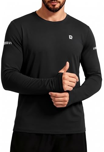 Men's UPF 50+ Sun Protection Long Sleeve Rash Guard - Black, Small