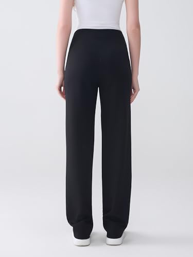 Maple&CA Tall Women’s Wide Leg Lounge Pants - High Waisted Stretch Yoga Pants with Pockets, 36" Inseam, Black