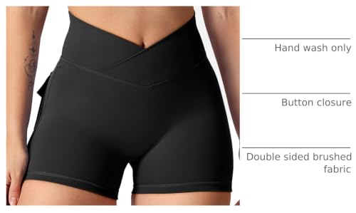 YEOREO CoreFlex Women Scrunch Workout Shorts with Pockets 3.6/4.5 inch Inseams – Black, Medium