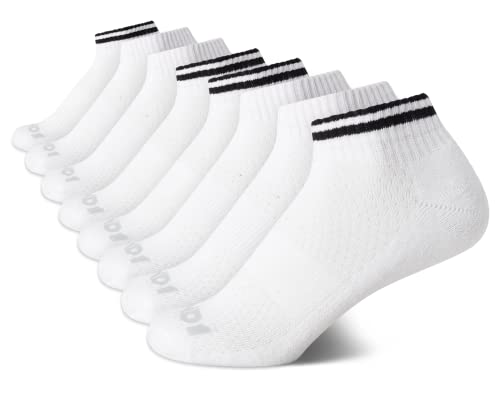 Boys Quarter Athletic Socks - Cushioned Moisture Wicking - Small-Medium White