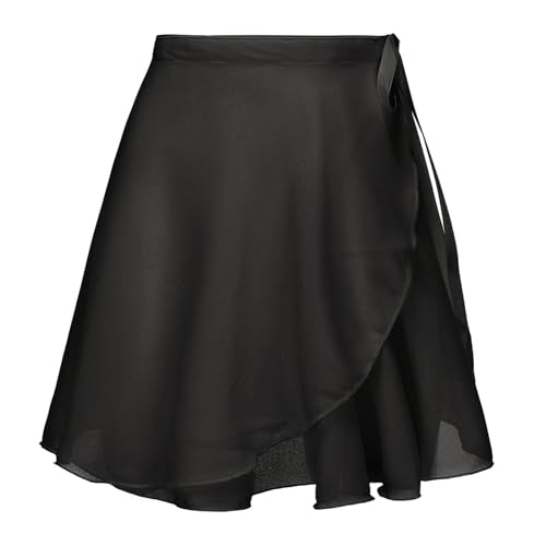 Deesorxin Black One Size Ballet Wrap Skirt for Women & Big Girls Adjustable Waist