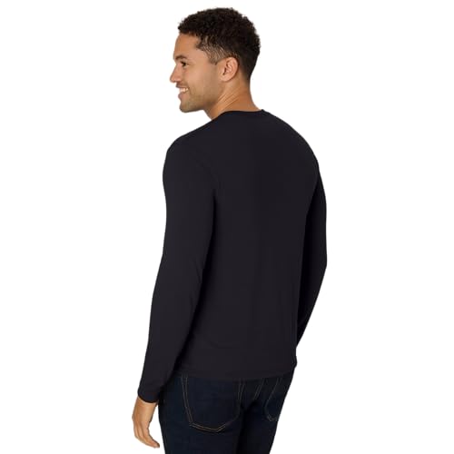 Hanes Originals Men's Tri-Blend Long Sleeve Henley T-Shirt – Black, Large