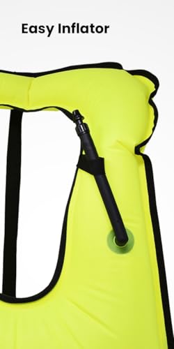 Neon Yellow Adult Snorkel Vest XL for Over 200lbs - Inflatable Water Safety Gear