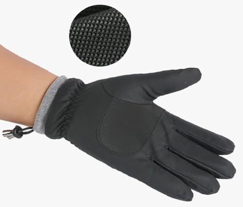 Winter Ski Gloves - Water-Repellent Touchscreen Cycling Mittens - Black Medium