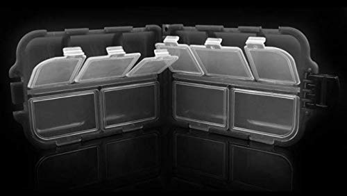 Portable Fishing Tackle Box - 2 Pack, 10 Compartments, Black