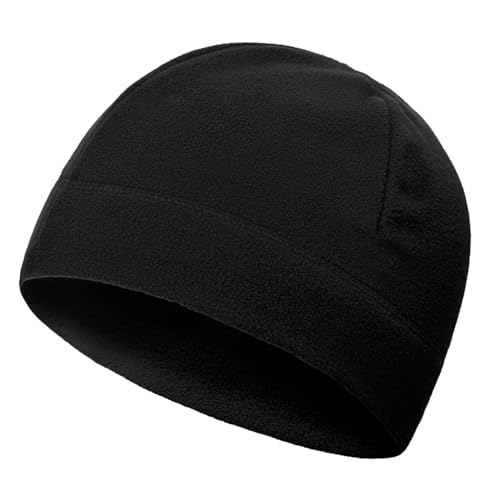 Polar Fleece Skull Cap - Soft Helmet Liner Beanie for Men & Women - Black