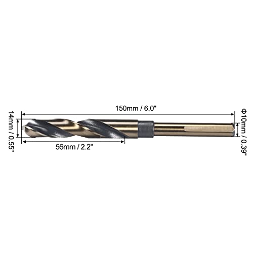 uxcell Reduced Shank Twist Drill Bits 14mm Black Nitride & Gold Titanium Coated High Speed Steel 4341 with 10mm (3/8") Shank for Stainless Steel Alloy Metal Plastic Wood