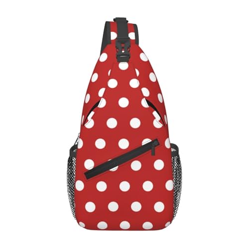 QISENTIS Red White Polka Dot Crossbody Sling Bag for Women & Men