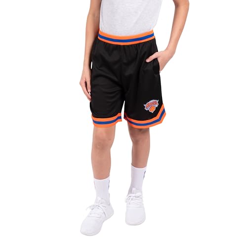 NBA Official Soft Air Mesh Basketball Shorts - New York Knicks, 14-16, Black