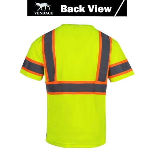 VENDACE 3pcs Safety Reflective High Visibility Shirts for Men ANSI Class 3 Hi Vis Construction Work T Shirts Short Sleeve