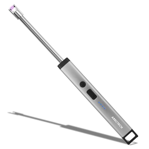 Rechargeable Electric Candle Lighter - Flexible Neck USB Arc Lighter - Silver