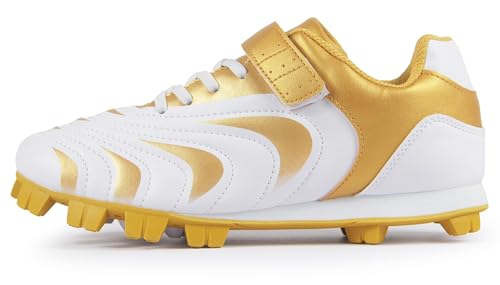 CAMVAVSR Unisex Kids Baseball Cleats 13 Little Kid Gold Softball Shoes