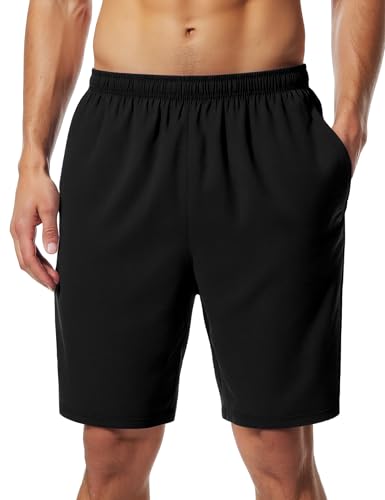 Men's 9'' Quick Dry Athletic Shorts - Lightweight Gym Shorts with Pockets - Medium/Black