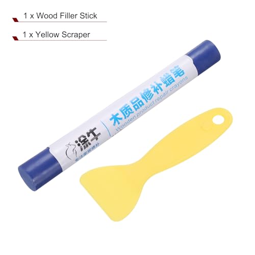 HARFINGTON Wood Filler Sticks Wood Furniture Scratch Repair Filler Sticks Furniture Touch Up Markers with Yellow Scraper for Wood Holes Wood Floor Table Door Cabinet, Sapphire-Blue