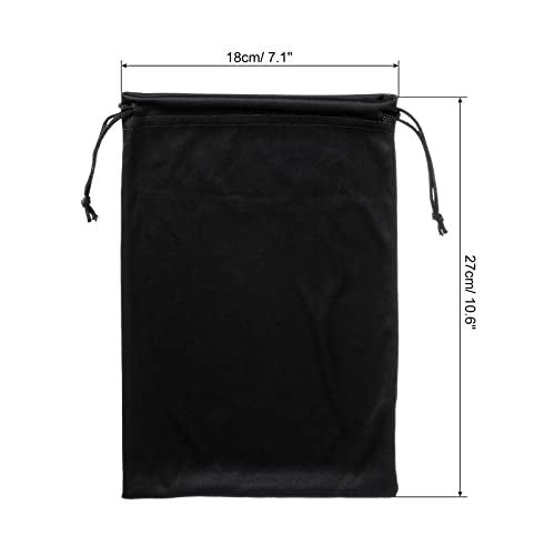 Microfiber Ski Goggle Bag - Drawstring Storage Pouch - Black
