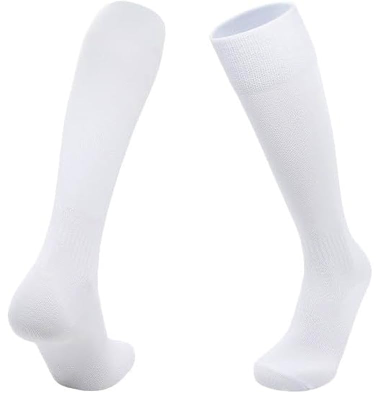 Unisex Knee-High Sports Socks for Soccer and Training - Large White