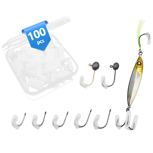 100 Pcs Fishing Hook Covers with Storage Box - Treble Hook Protectors