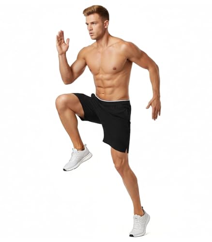 Men's Breathable Quick Dry Athletic Shorts - 7" Inseam, Medium, A-Black