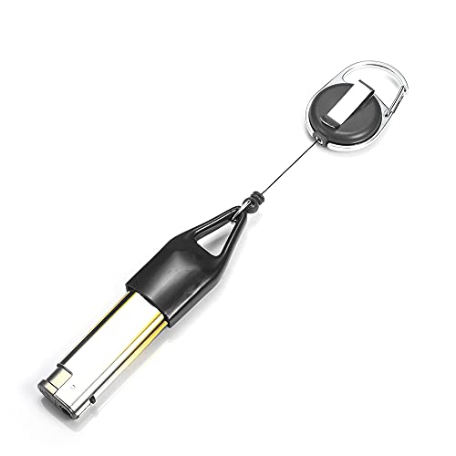 Retractable Lighter Keychain with Belt Clip - Black