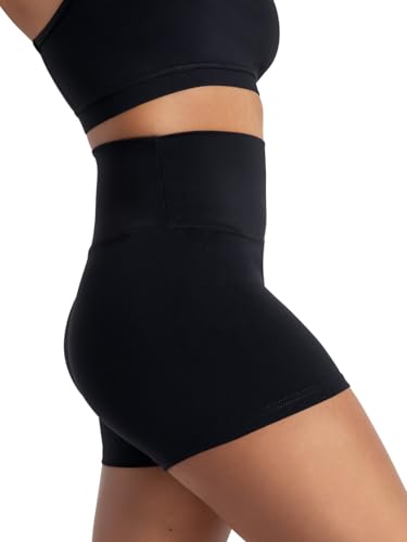 Capezio Women's High Waisted Dance Shorts Small Black - Elastic-Free Waist, Comfortable Nylon-Spandex Blend
