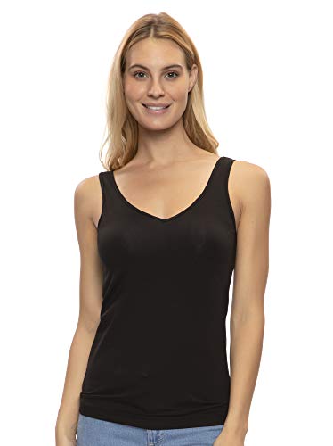Felina Women's Cotton Modal Reversible Tank Top 4-Pack Small Heather Grey