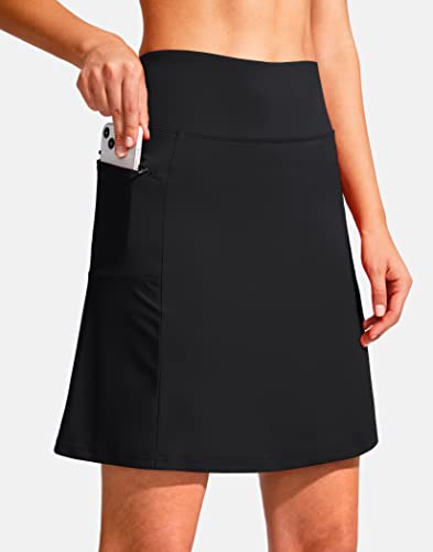 SANTINY 19" Black Large Ruffled Golf Skirt for Women