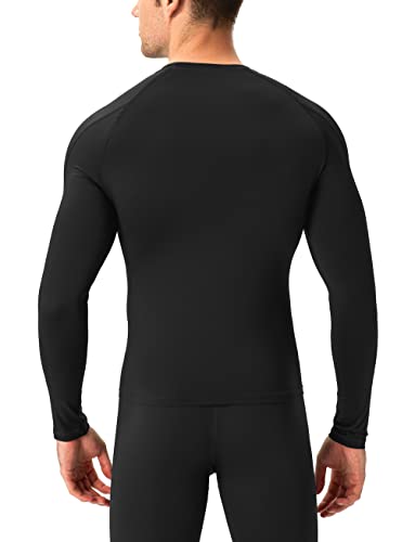 Men's Long Sleeve Compression Shirt - Quick Dry Base Layer - Large/Black