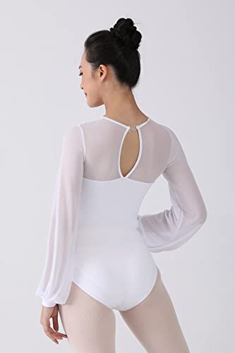 Dance Elite Aisling Leotard for Women, Long Mesh Sleeves