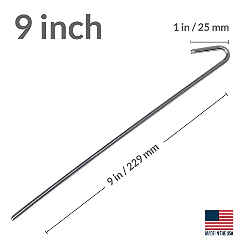 10 Pack Metal Tent Stakes - 9 Inch Rust Resistant Garden Pegs