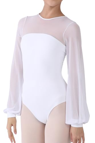 Dance Elite Aisling Leotard for Women, Long Mesh Sleeves
