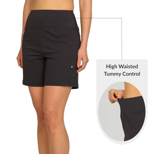 Hurley Women’s 7in High Waisted Swim Shorts with Liner – Black