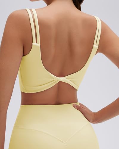 SUUKSESS Women's 2-Piece Workout Set Pale Yellow Medium - Cami & Bike Shorts