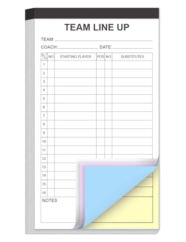 Baseball Lineup Cards - 4 Part Carbonless, 32 Player Roster, 1-Pack