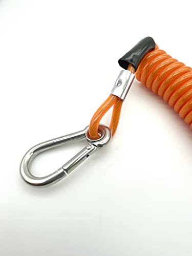 LORADAR 6.5 ft Heavy Duty Coiled Lanyard with Stainless Steel Wire for Rods, Pliers, Kayaks