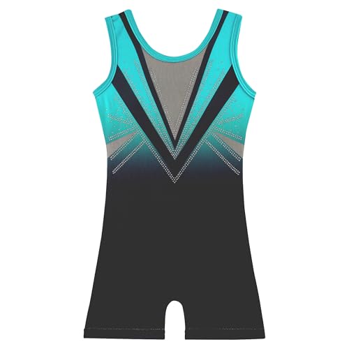 Sleeveless Sparkly Leotard for Girls 4-5T - Jewels Black Green