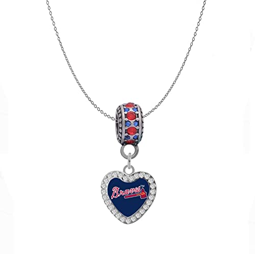 Atlanta Braves Crystal Heart Charm for Pandora Bracelets & Necklaces