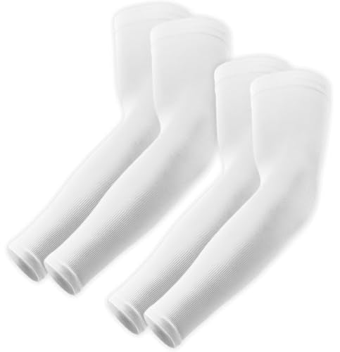 UV Sun Sleeves for Men & Women - 2 Pairs, White | Cooling Arm Sleeves UPF 50+