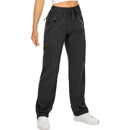 Lightweight Women's Hiking Cargo Pants - UPF 50, Quick Dry, Medium/Black