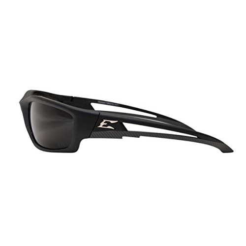 Edge TSK216 Kazbek Polarized Wrap-Around Safety Glasses, Anti-Scratch, Non-Slip, UV 400, Military Grade, ANSI/ISEA & MCEPS Compliant, 5.04" Wide, Black Frame / Smoke Lens