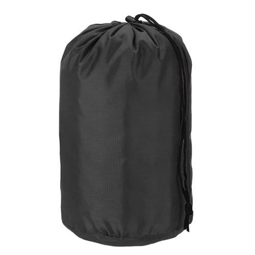 Waterproof Nylon Stuff Sack - Portable Drawstring Bag 7x13 Inch - Black