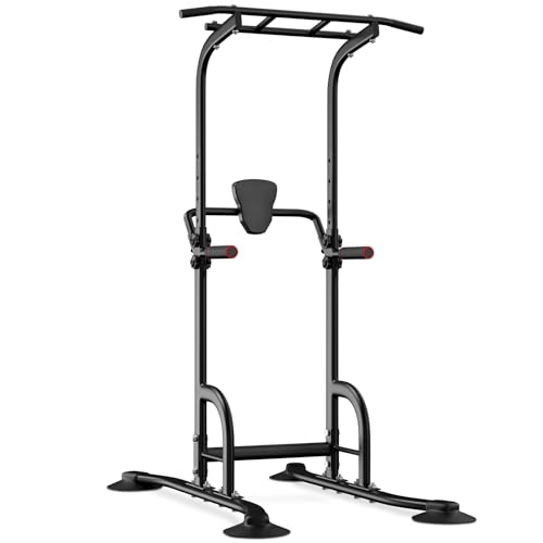 Power Tower Dip Station for Home Gym - Adjustable Height, Black-02