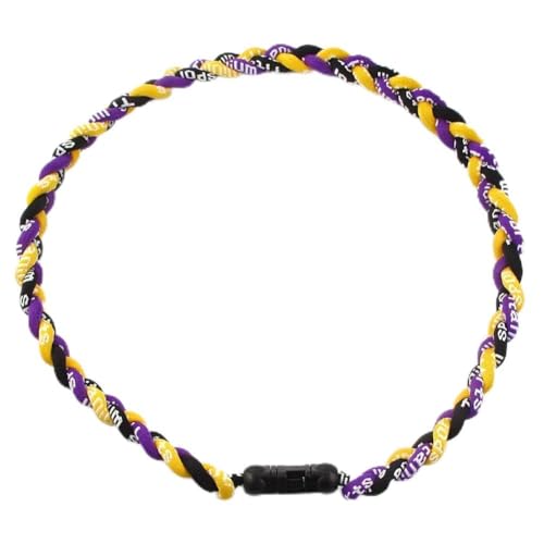 18-Inch Three Braided Rope Tornado Necklace - Purple/Yellow/Black