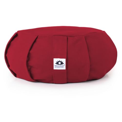 Burgundy Zafu Meditation Cushion with Removable Cover & Buckwheat Filling
